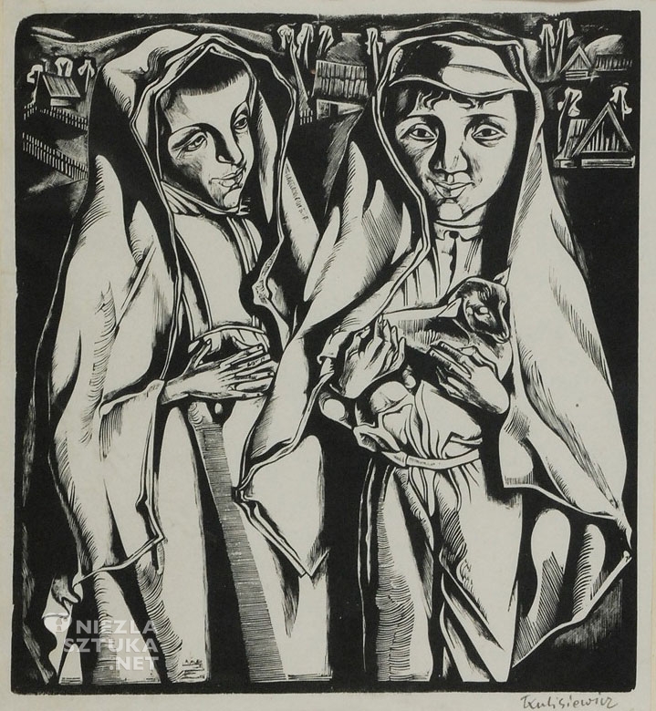 Tadeusz Kulisiewicz, Dzieci z jagnięciem, drzeworyt, Niezła Sztuka