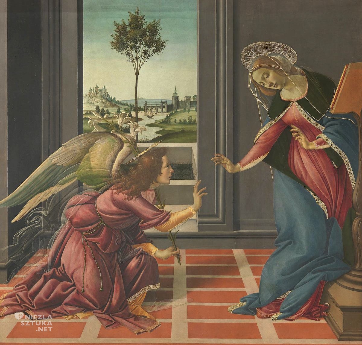 Sandro Botticelli, Zwiastowanie, Uffizi, Florencja, sztuka włoska, Niezła Sztuka