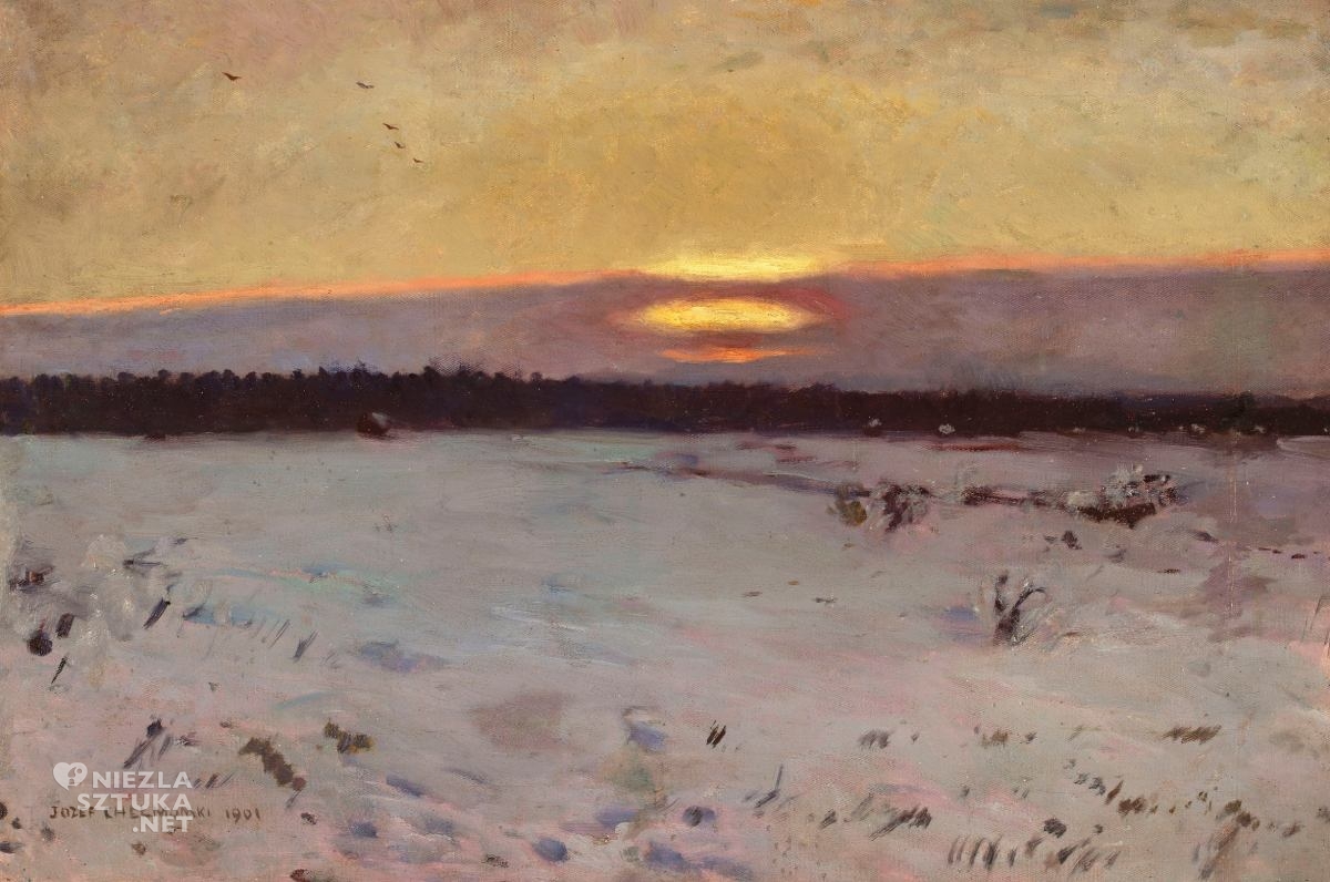 Józef Chełmoński, Zachód słońca zimą, zima, zima w sztuce, Niezła Sztuka