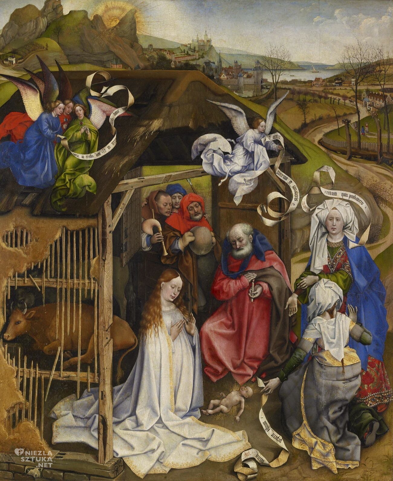 Robert Campin, Boże Narodzenie, Narodziny Chrystusa, Adoracja Dzieciątka, Boże Narodzenie w sztuce, niezła sztuka
