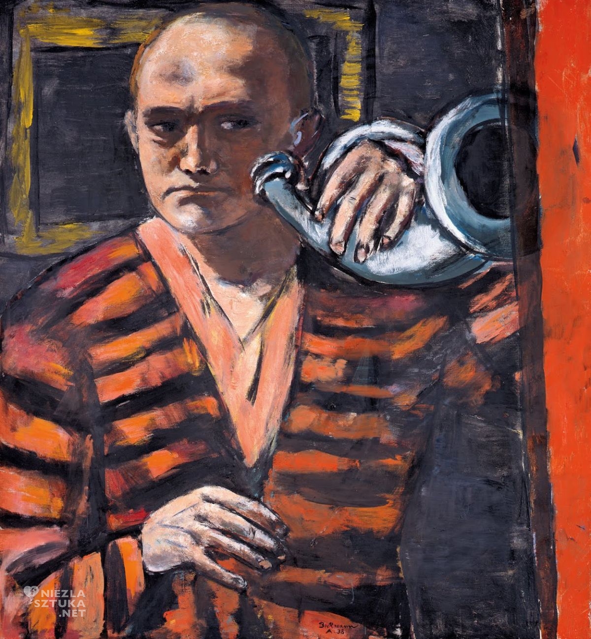 Max Beckmann, Autoportret z rogiem, sztuka niemiecka, Niezła Sztuka
