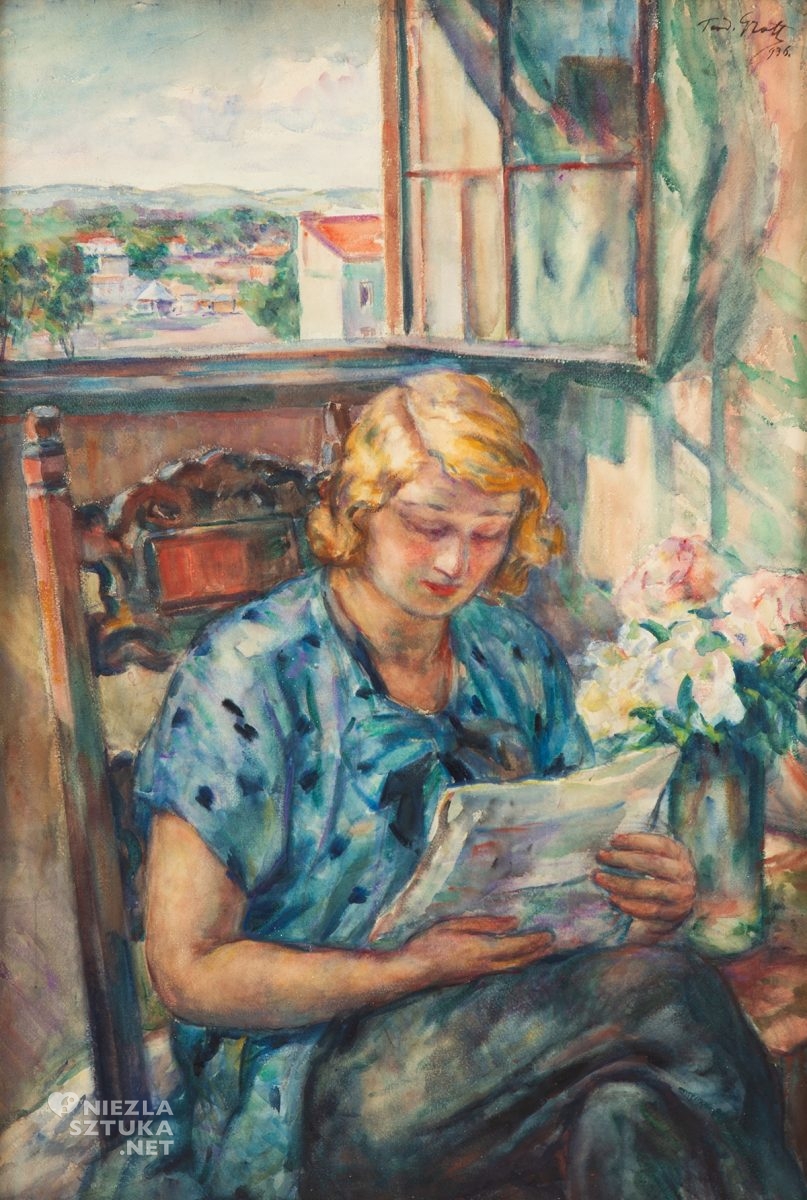 Teodor Grott, Zaczytana, sztuka polska, malarstwo polskie, grupa dziesięciu, niezła sztuka