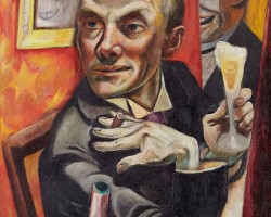 Max Beckmann, Autoportret z kieliszkiem szampana, sztuka niemiecka, Niezła Sztuka