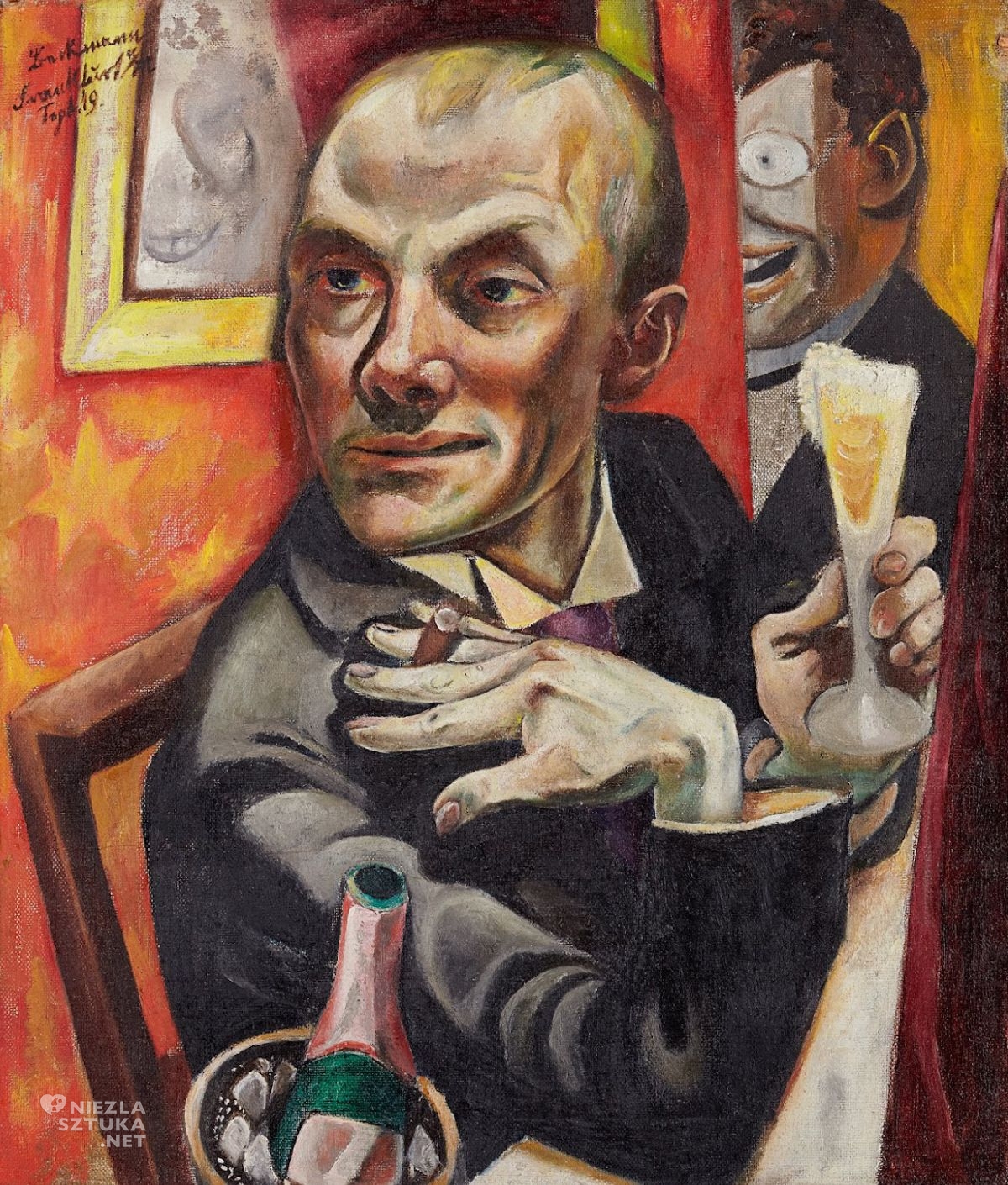 Max Beckmann, Autoportret z kieliszkiem szampana, sztuka niemiecka, Niezła Sztuka