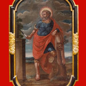 Św. Bartłomiej ze skórą i kordelasem, święty Bartłomiej, ikonografia świętych, niezła sztuka