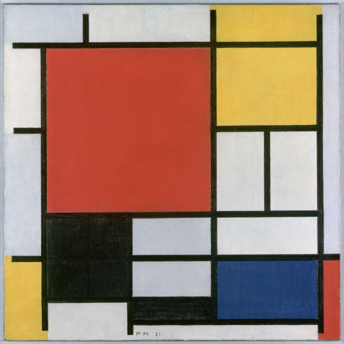 Piet Mondrian, Kompozycja w czerwieni, żółci, błękicie i czerni, malarstwo abstrakcyjne, de Stijl, neoplastycyzm, Niezła Sztuka