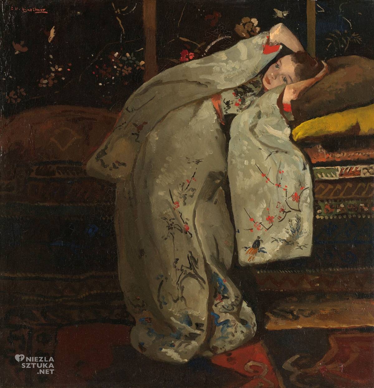 George Hendrik Breitner, Dziewczyna w białym kimonie, Rijksmuseum, sztuka niderlandzka, Niezła Sztuka