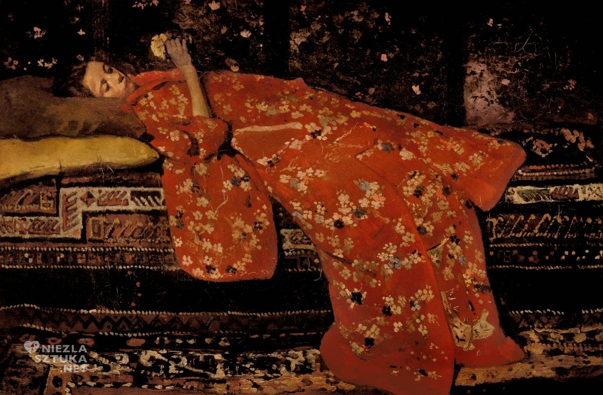 George Hendrik Breitner, Dziewczynka w czerwonym kimonie, sztuka niderlandzka, japonizm, Niezła Sztuka