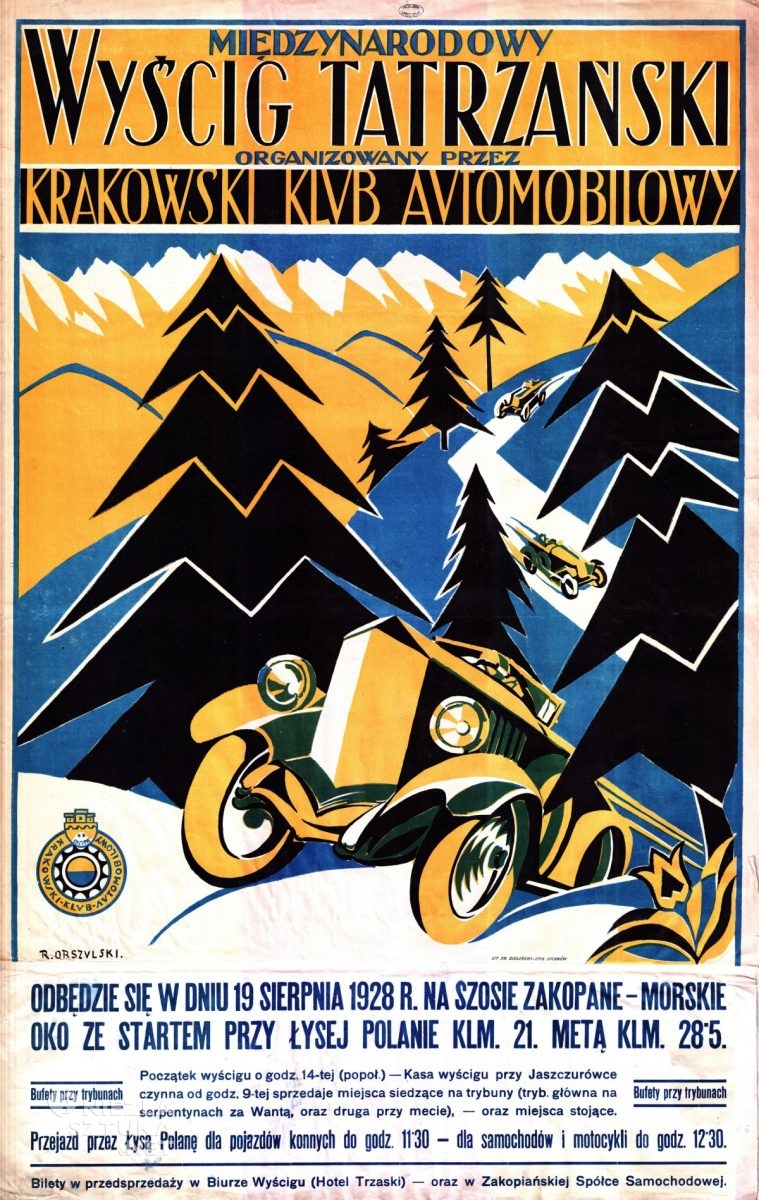 Roman Orszulski, Międzynarodowy Wyścig Tatrzański, krakowski klub automobilowy, plakat, niezła sztuka