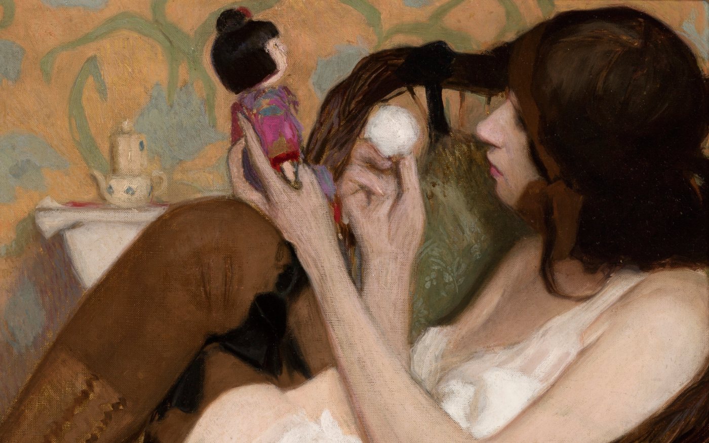 Alfons Karpiński, Jane z japońską laleczką, detal, japonizmy, sztuka polska, Niezła Sztuka