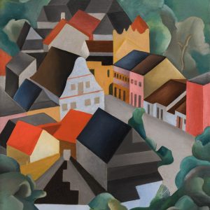 Maria Ewa Łunkiewicz-Rogoyska, Miasteczko – Kazimierz nad Wisłą, pejzaż miejski, kobieta w sztuce, artystka polska, niezła sztuka