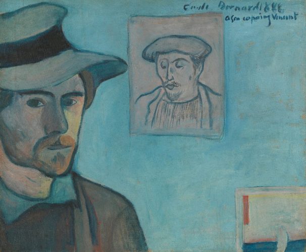 Emile Bernard, Autoportret z portretem Paula Gauguina, malarstwo, japonizm, Niezła Sztuka