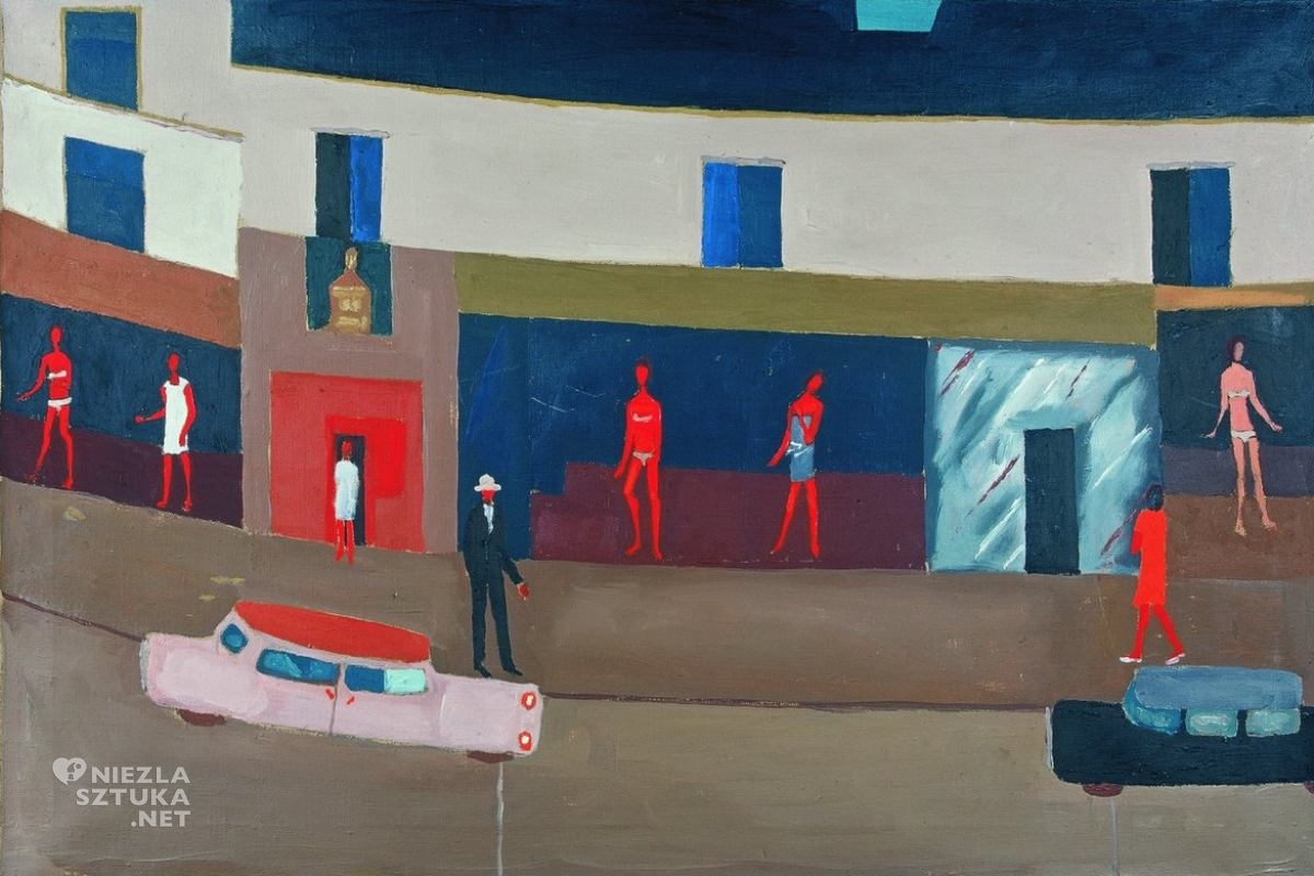 Jerzy Nowosielski, Ulica 1964, pejzaż miejski, miasto, malarstwo polskie, sztuka polska, niezła sztuka