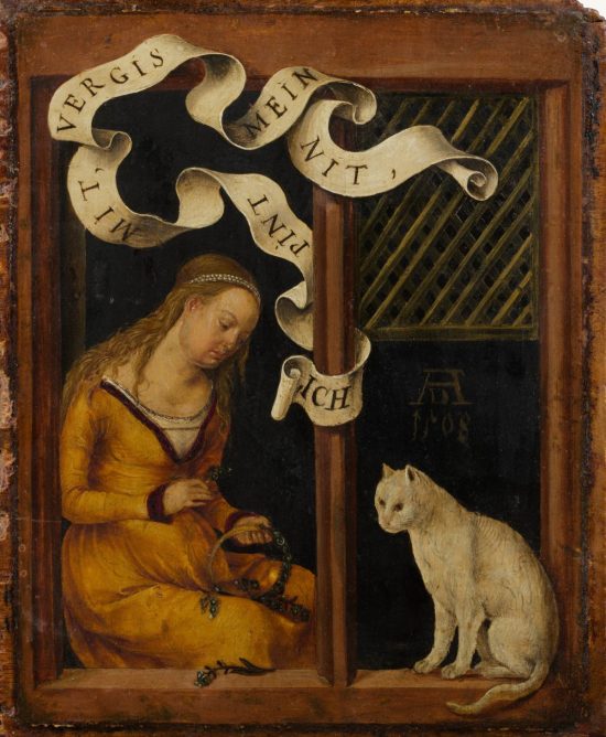 Hans Suss von Kulmbach, Dziewczyna tworząca girlandę, koty w sztuce, Niezła Sztuka
