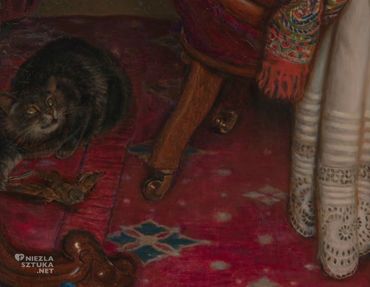William Holman Hunt, Przebudzone sumienie, kot, koty w sztuce, zwierzęta w sztuce, niezła sztuka
