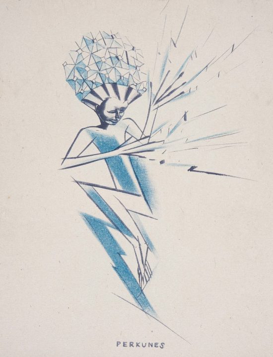 Zofia Stryjeńska, Perkunes, bożki słowiańskie, sztuka polska, artystka polska, kobiety w sztuce, litografia, niezła sztuka