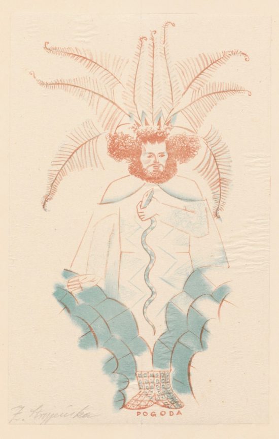 Zofia Stryjeńska, Pogoda, bożki słowiańskie, sztuka polska, artystka polska, kobiety w sztuce, litografia, niezła sztuka
