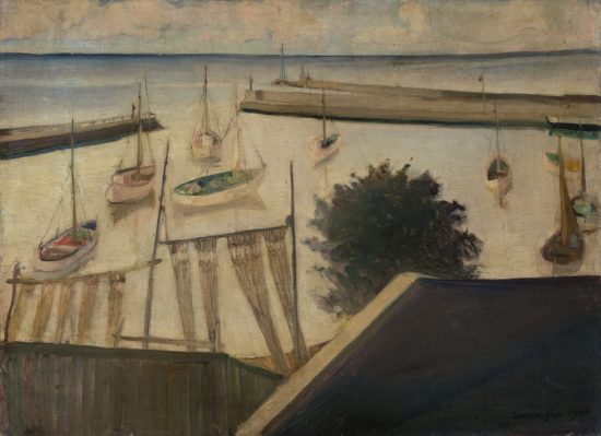 Michalina Krzyżanowska, Port rybacki w Helu, Łodzie rybackie nad morzem, kobiety w sztuce, sztuka polska, Niezła Sztuka