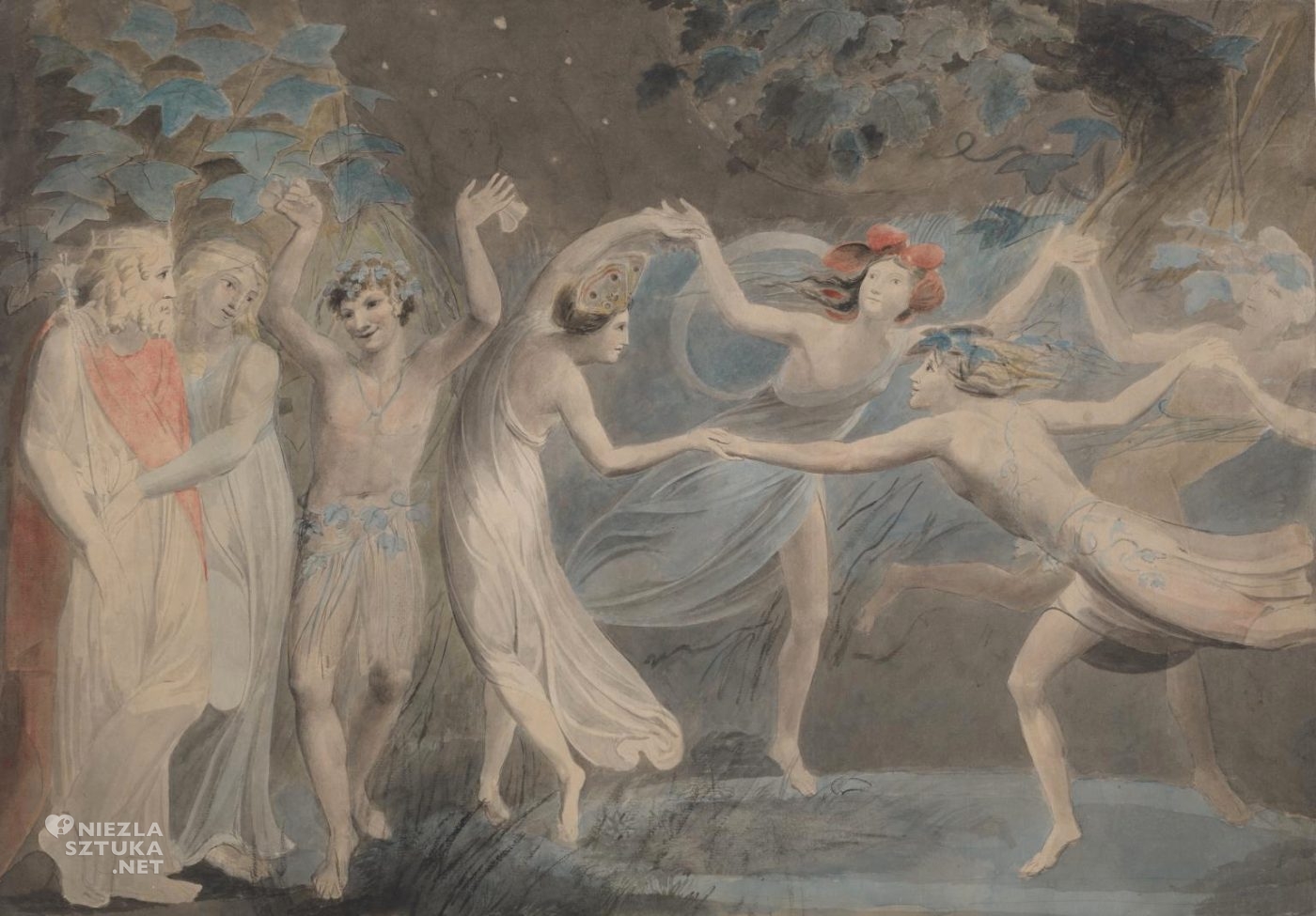 William Blake, sen nocy letniej, oberon, tytania i puk z tańczącymi wróżkami, Niezła Sztuka