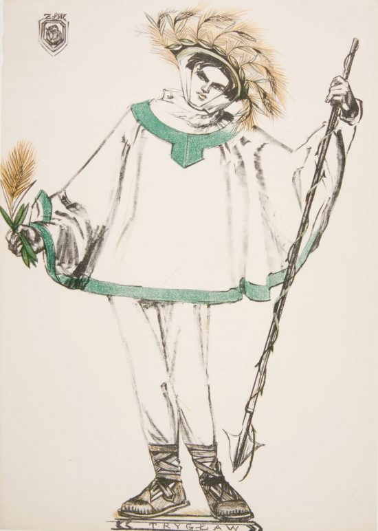 Zofia Stryjeńska, Bożki Słowiańskie, teka, Trygław, Muzeum Narodowe w Krakowie, ilustracja, niezła sztuka