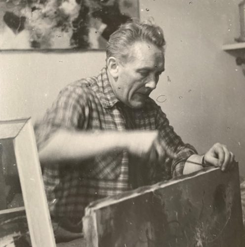 Alfred Lenica w swojej pracowni, malarz, sztuka polska, Niezła Sztuka