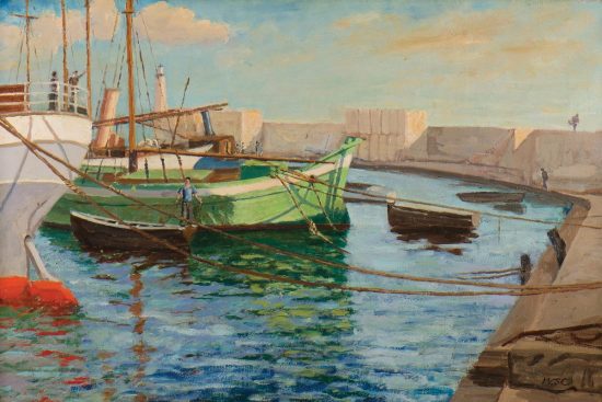 Winton Churchill, Statki w porcie w Cannes, malarstwo, Niezła Sztuka