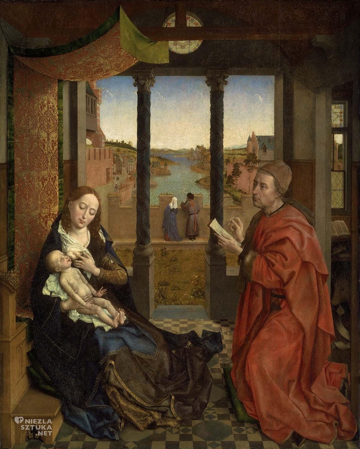 Rogier, van der Weyden, Św. Łukasz malujący Madonnę, renesans, malarstwo niderlandzkie, Niezła Sztuka