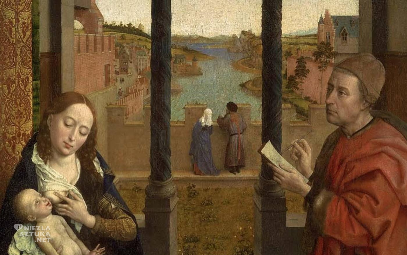 Rogier van der Weyden, Św. Łukasz malujący Madonnę, renesans, malarstwo niderlandzkie, Niezła Sztuka