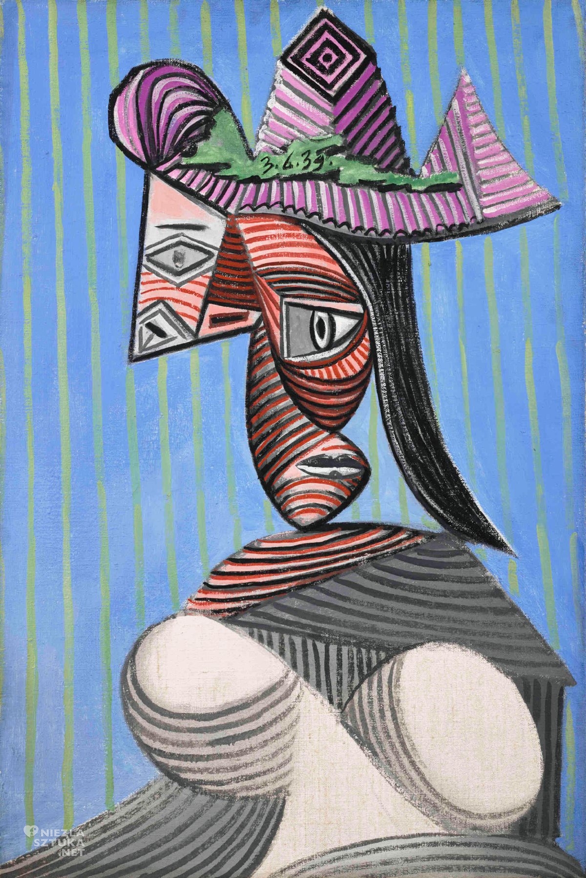 Pablo Picasso, Kobieta w pasiastym kapeluszu, Paryż, Abstrakcja, Niezła Sztuka