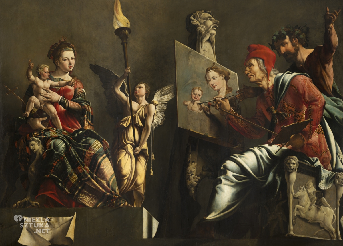 Mearten wan Heemskerck, św. Łukasz malujący Madonnę, manieryzm, malarstwo niderlandzkie, Niezła Sztuka