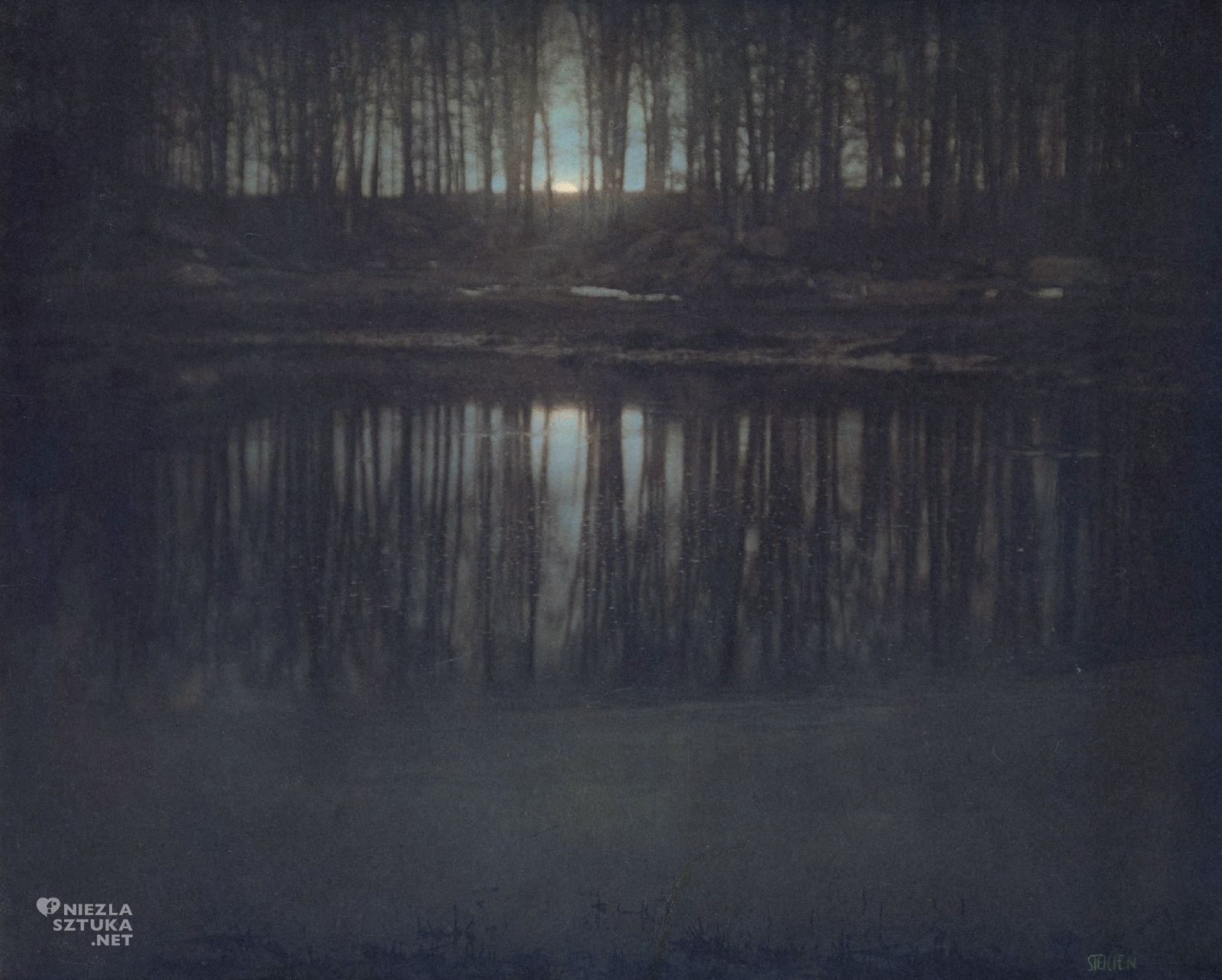 Edward Steichen, Wschód Księżyca – Mamaroneck, Nowy Jork, fotografia, jezioro, niezła sztuka