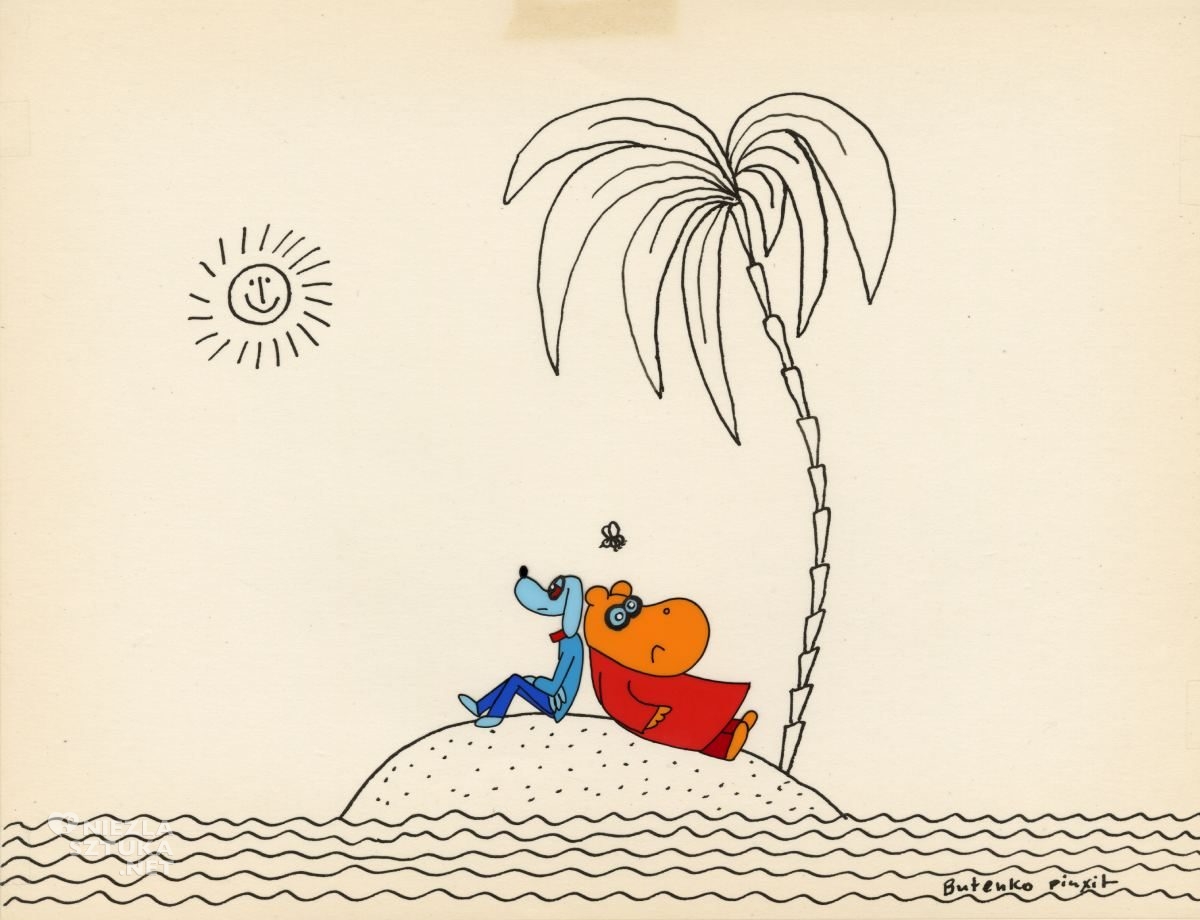 Bohdan Butenko, Gucio i Cezar, Studio Miniatur Filmowych, animacja, folia animacyjna ilustracja, sztuka polska, Niezła Sztuka