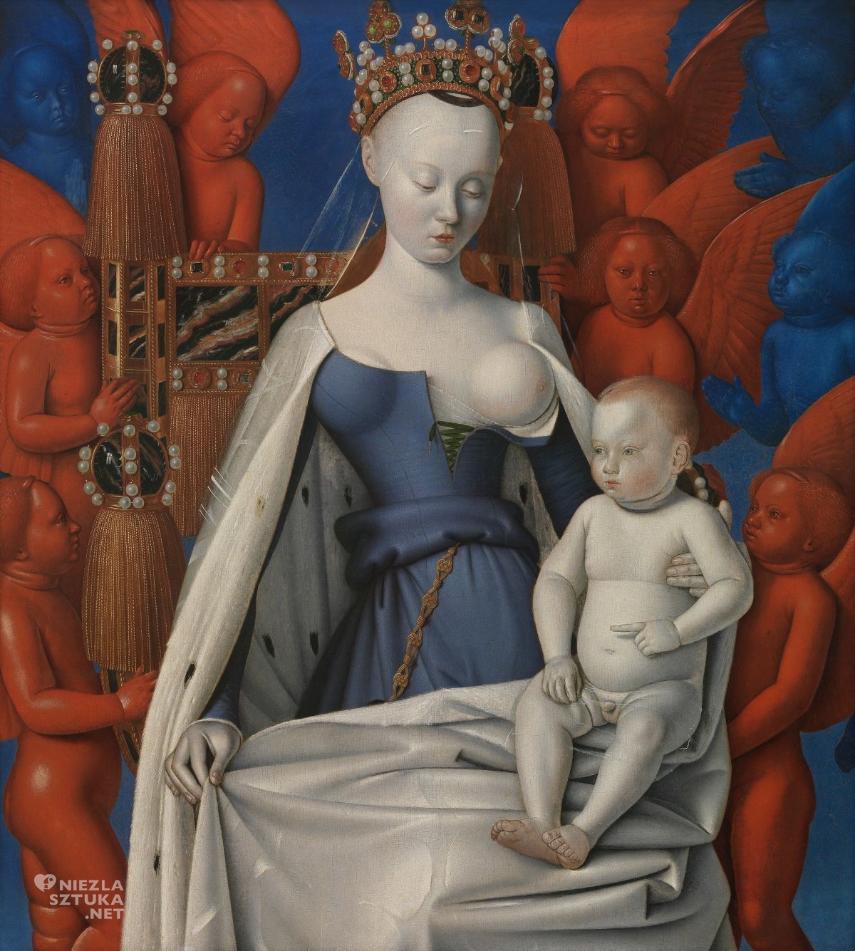 Jean Fouquet, Madonna w otoczeniu serafinów i cherubinów, Madonna z Dzieciątkiem, Dyptyk z Melun, Niezła Sztuka
