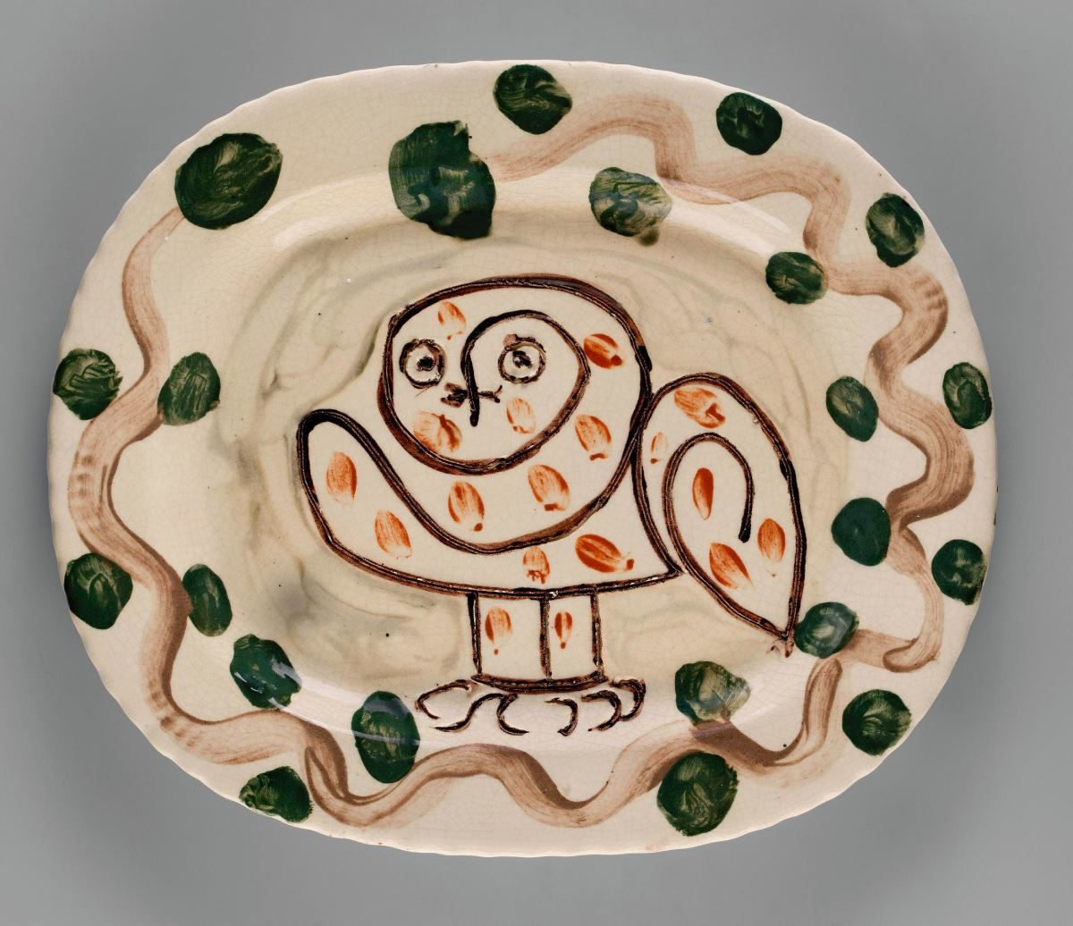 Pablo Picasso, Sowa, fajans, farby podszkliwne, rytowanie, sztuka hiszpańska, sztuka modernistyczna, modernizm, Niezła Sztuka