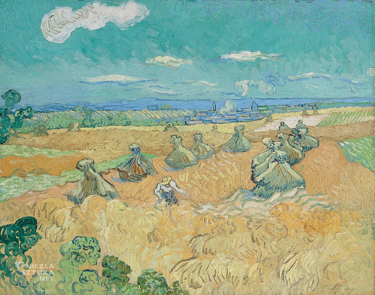 Vincent van Gogh, sztuka holenderska, pejzaż, pole, żniwiarz, stogi, niezła sztuka