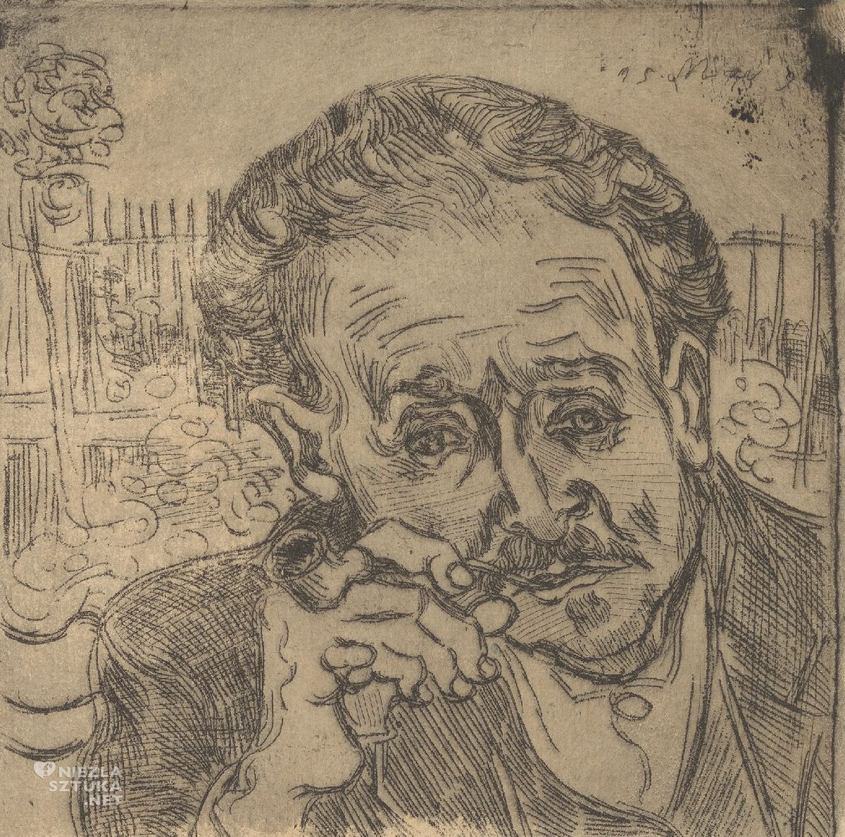 Vincent Van Gogh, Portret, szkic, akwaforta, Paul Gachet, Musée d’Orsay, Paryż, Niezła sztuka