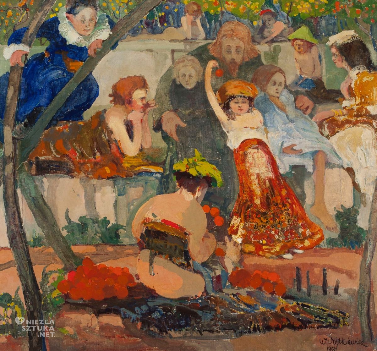 Witold Wojtkiewicz, Chrystus i dzieci, sztuka polska, Młoda Polska, niezła sztuka