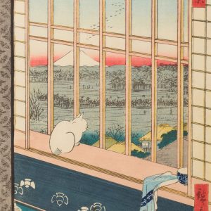 Utagawa Hiroshige, Procesja w dniu święta Koguta idąca do świątyni przez pola ryżowe, grafika artystyczna, sztuka japońska, sztuka, niezła sztuka