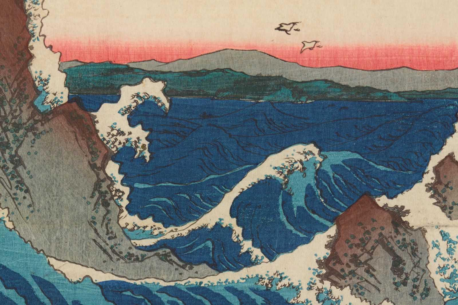 Utagawa Hiroshige, Wiry w Naruto w prowincji Awa, grafika artytyczna. drzeworyt, sztuka, sztuka japońska, niezła sztuka