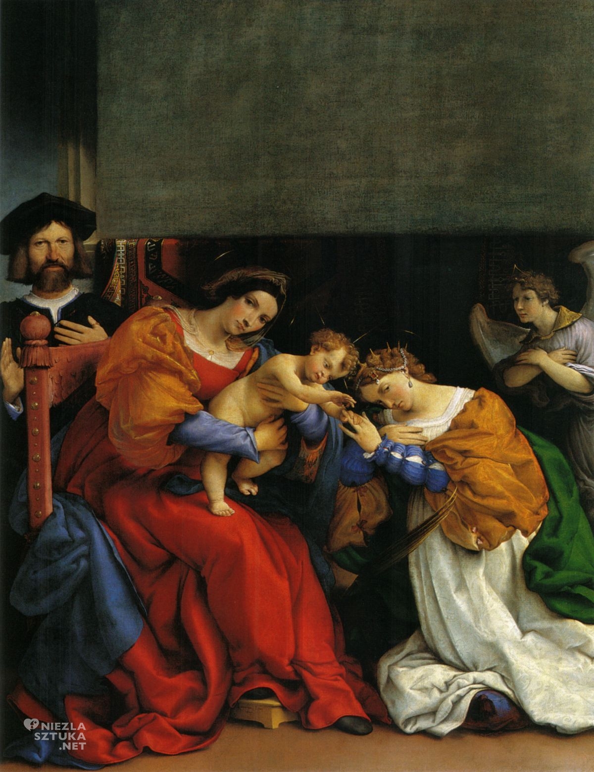 Lorenzo Lotto, Mistyczne zaślubiny świętej Katarzyny, sztuka religijna , sztuka renesansowa, sztuka włoska, Niezła Sztuka