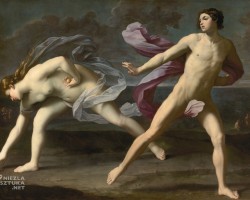 Guido Reni, mitologia, Atalanta i Hippomenes, Prado, Madryt, sztuka włoska, malarstwo włoskie, niezła sztuka