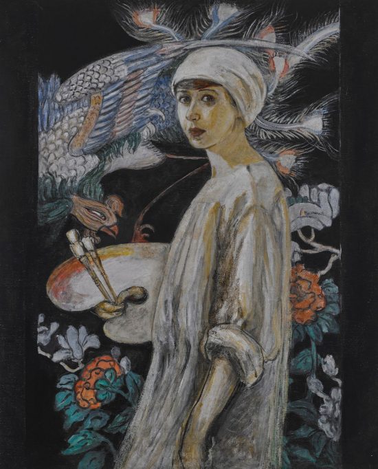 Florine Stettheimer, Self-Portrait with Paradise Birds, autoportret, olej, płótno, niezła sztuka