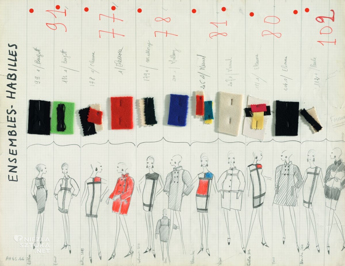 Yves Saint Laurent, Ensembles habillés, kolekcja jesień-zima 1965, haute couture, Paryż, niezła sztuka