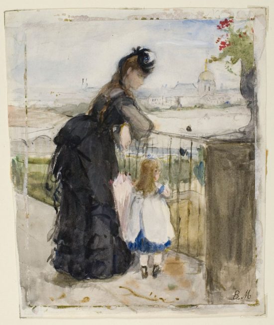 Berthe Morisot, Na balkonie, On the Balcony, kobiety w sztuce, sztuki francuskie, akwarela, niezła sztuka