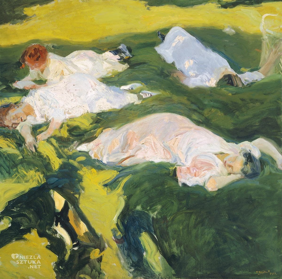 Joaquin Sorolla, La siesta, siesta, drzemka, olej, płótno, sztuka hiszpańska, Niezła sztuka