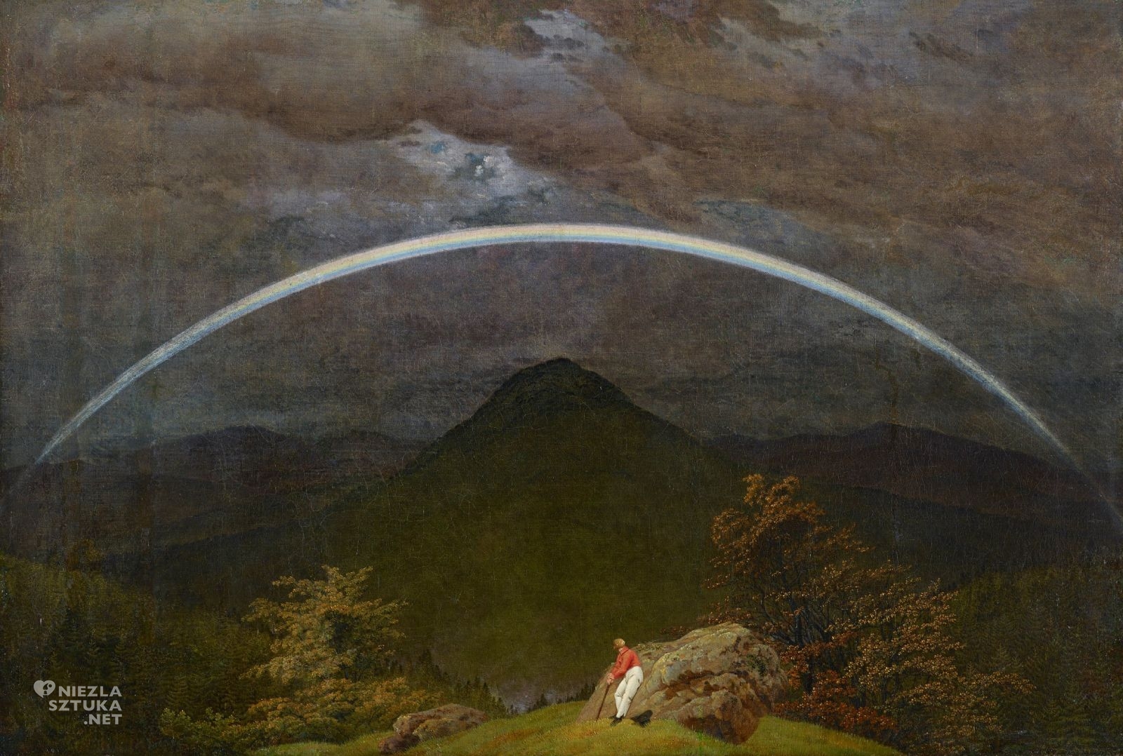 Caspar David Friedrich, Krajobraz górski z tęczą, sztuka niemiecka, romantyzm, Niezła Sztuka
