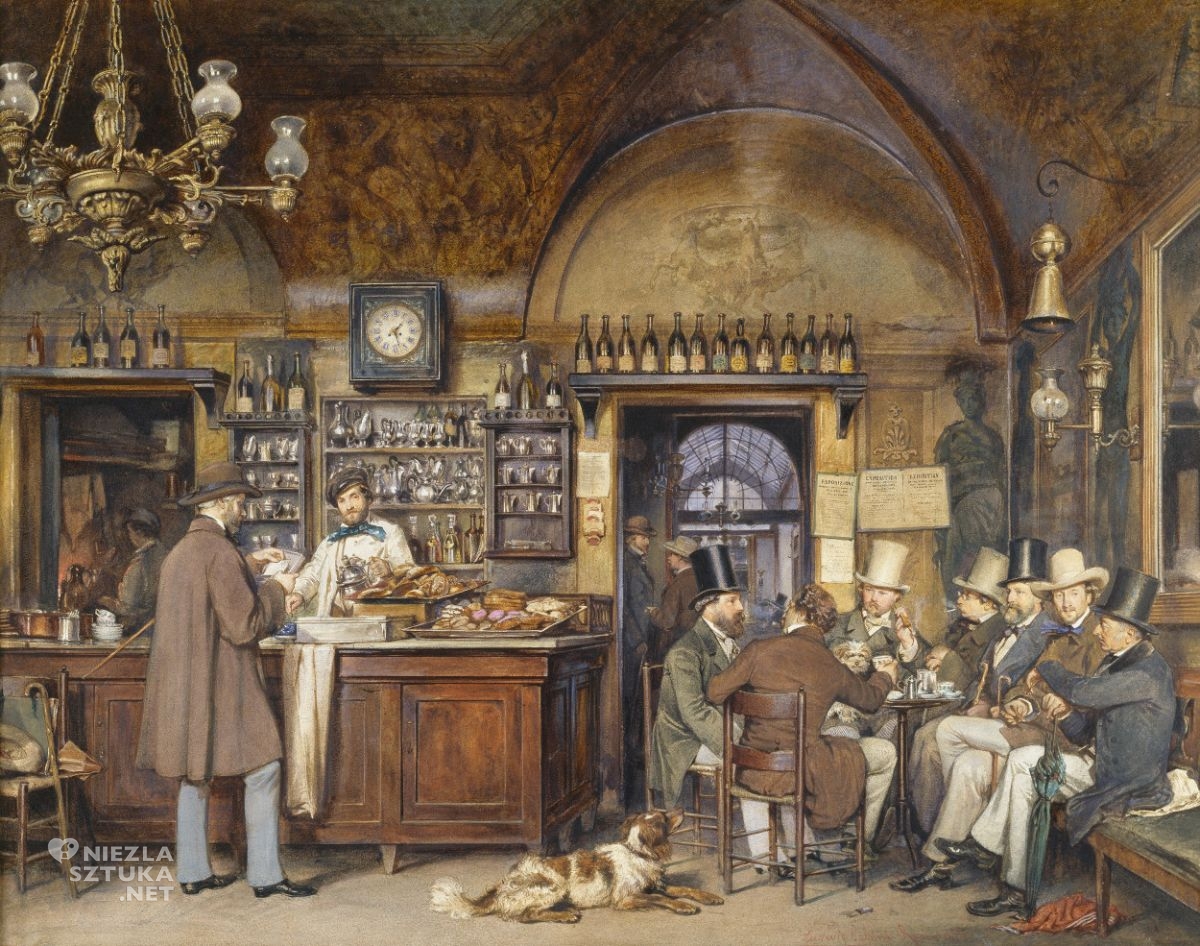 Ludwig Johann Passini, Artyści, kawiarnia, Greco, niezła sztuka
