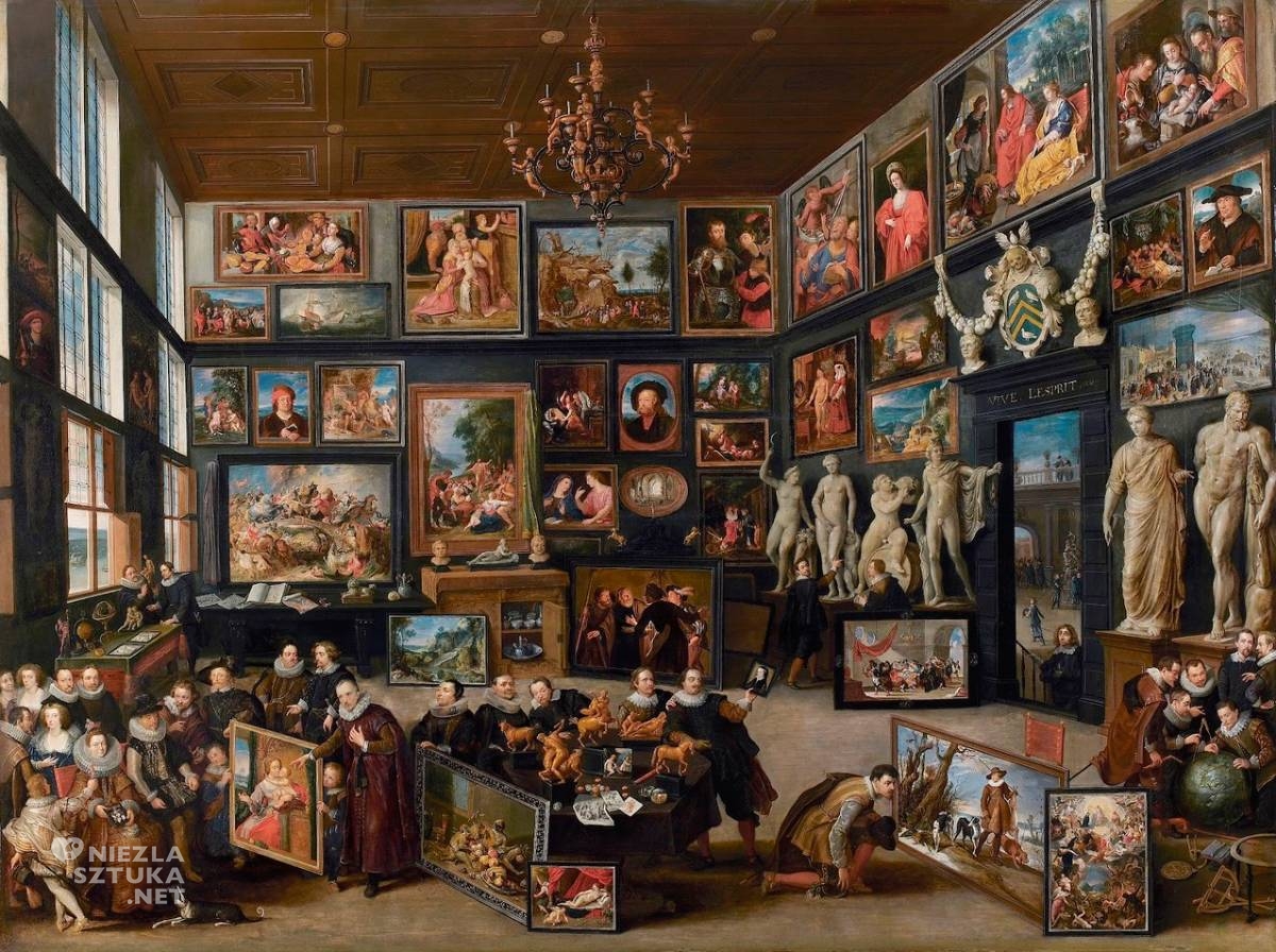 Willem van Haecht, Galeria Cornelisa van der Geesta, The Gallery of Cornelis van der Geest, sztuka flamandzka, obraz w obrazie, olej, deska, Antwerpia, niezła sztuka