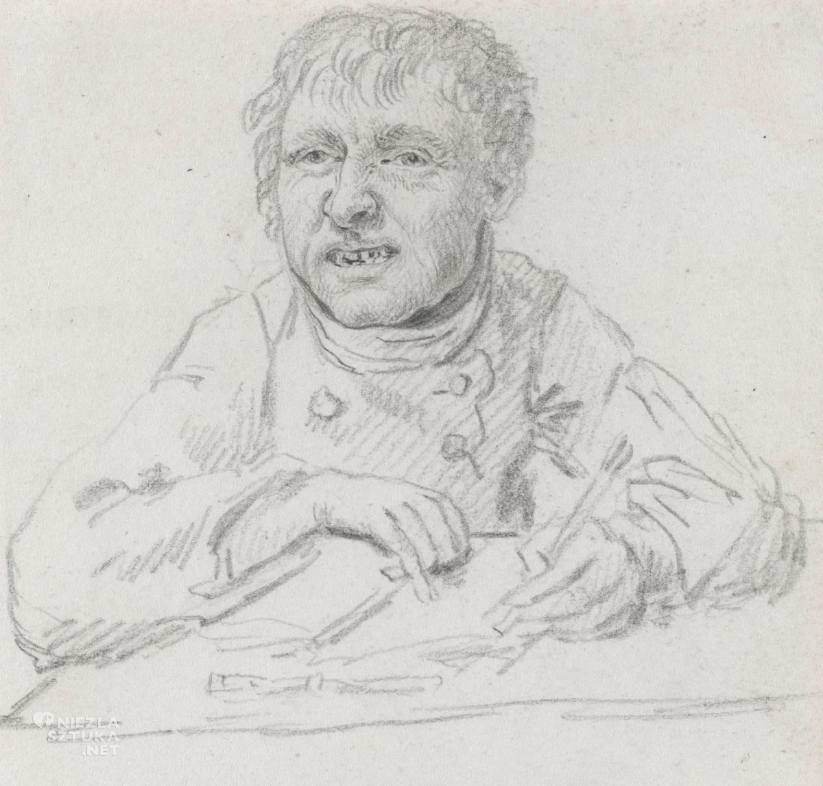 Caspar David Friedrich, Autoportret, szkic, papier, portret artysty, portret, sztuka niemiecka, niezła sztuka