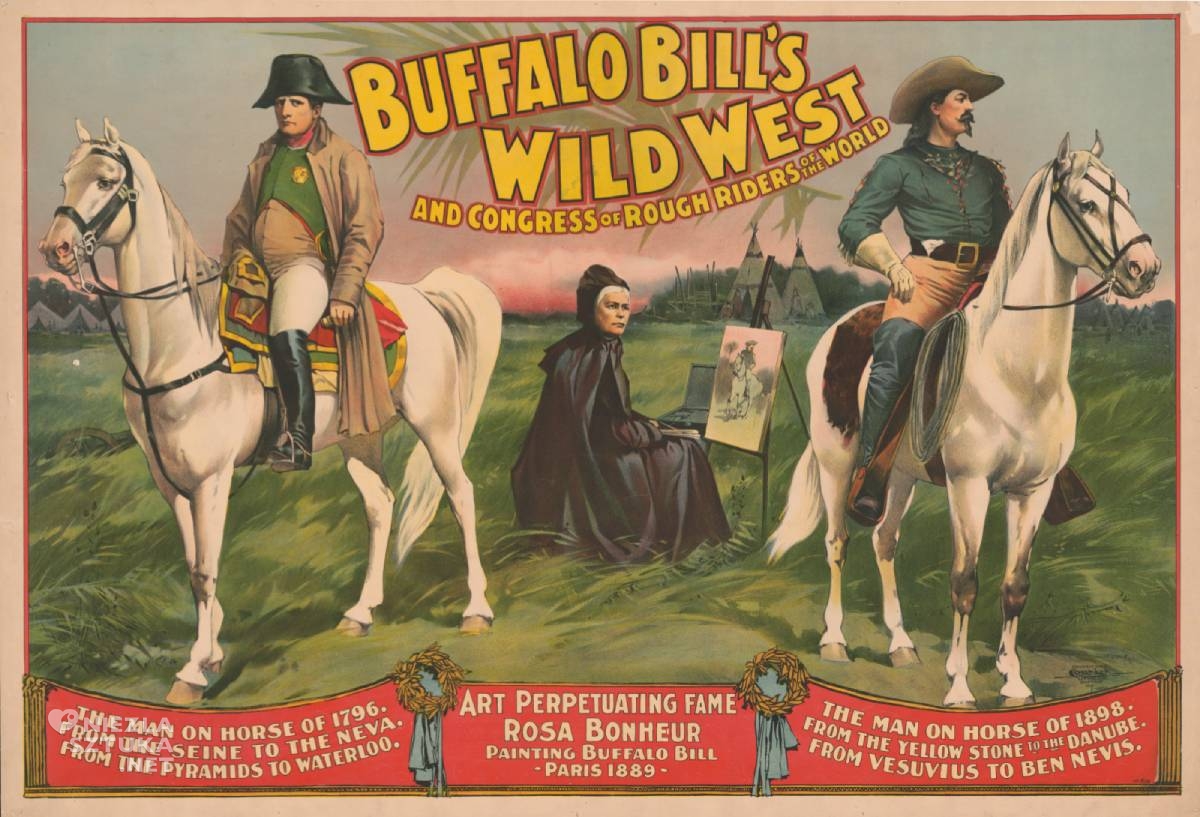 Rosa Bonheur, William F. Cody, Buffalo Bill, plakat, Napoleon, Waszyngton, humorystyczny, sztuka amerykańska, niezła sztuka